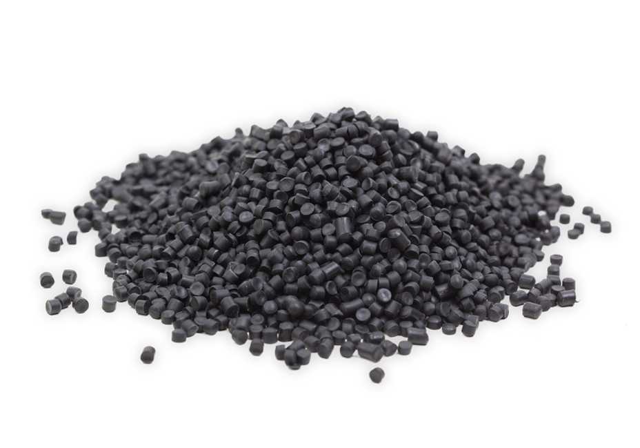 Pile of black resin pellets